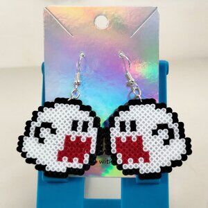 Boo (Mario Brothers inspired) Earrings / Perler Beads / Hama Beads / Fuse Beds .